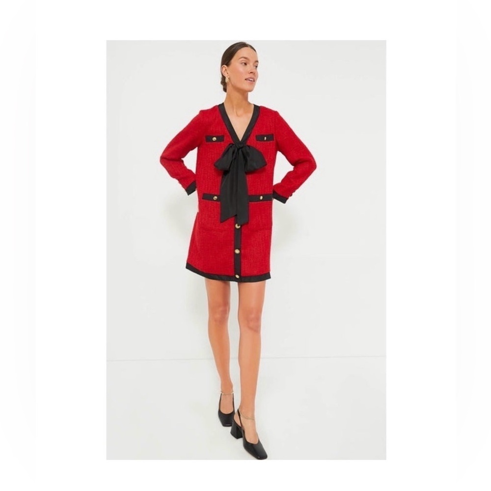 Pomander Place Red Tweed Bow Mini Dress 3X | NWT Contrast Trim - Picture 15 of 15